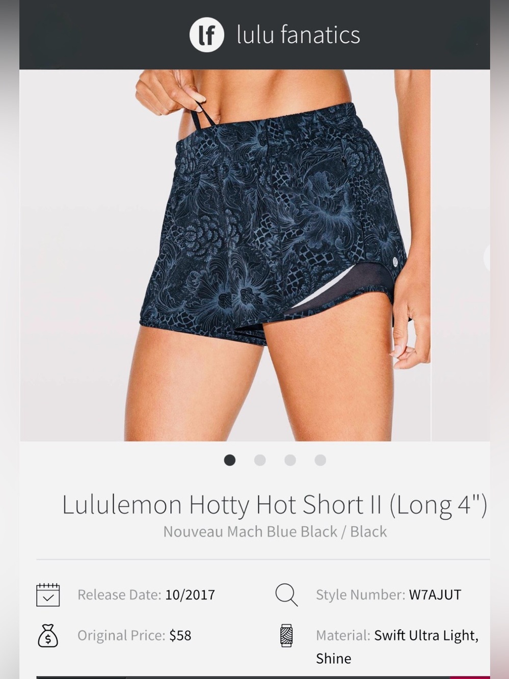 Lululemon Hotty Hot Short II (Long 4")
Nouveau Mach Blue-Black/Black size 8 Tall